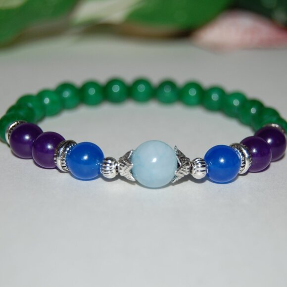 Multicolor Gemstones Bracelet,Stone Beaded Bracelet - Picture 2 of 3